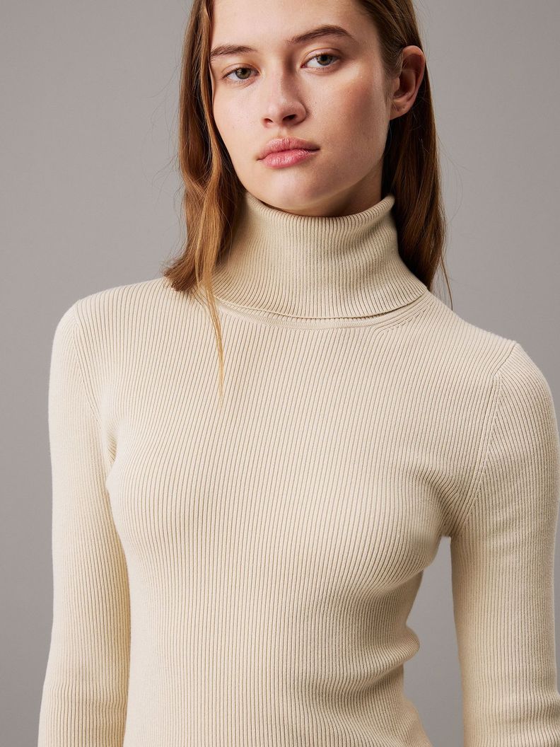 Vestido Woven Label Beige Calvin Klein-2