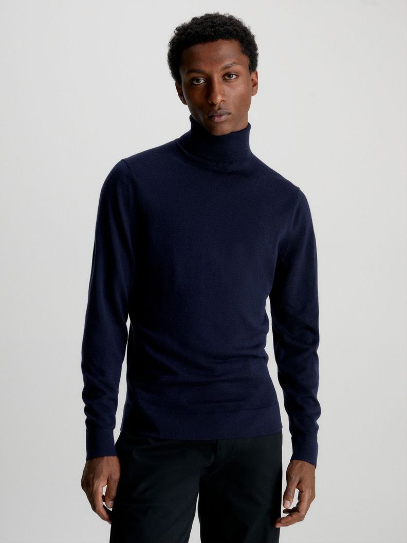 Sweater Cuello Alto Merino Azul Calvin Klein-0