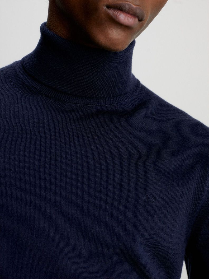 Sweater Cuello Alto Merino Azul Calvin Klein-3