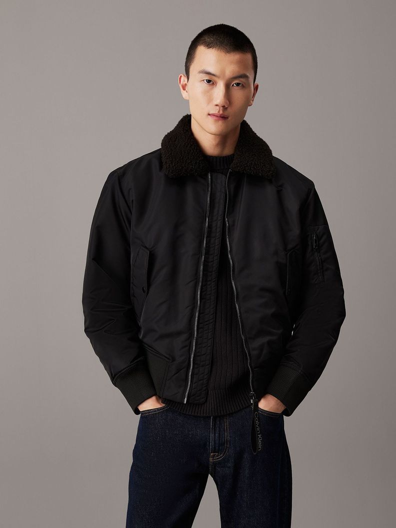 Chaqueta Aviator Sherpa Negro Calvin Klein-0