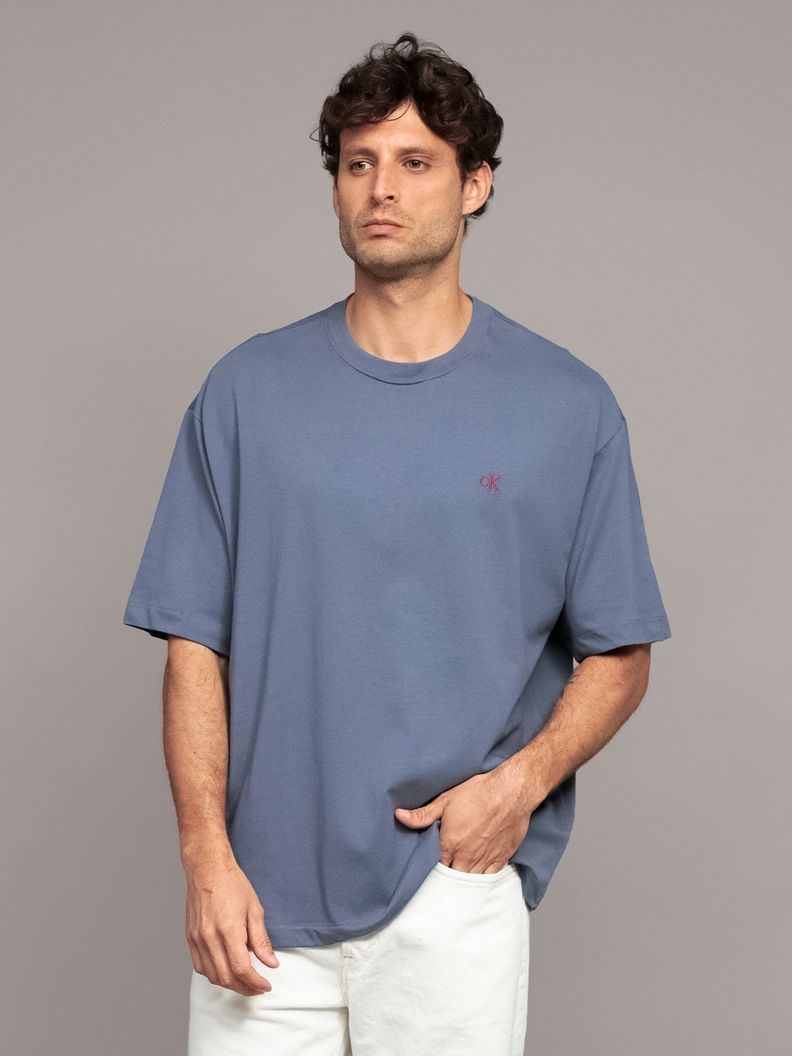 Polera Relaxed Monograma Archive 421 Azul Calvin Klein S