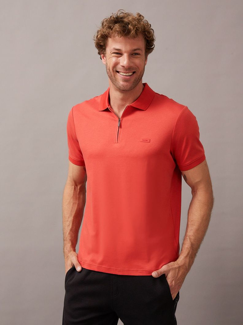 Polo Smooth Cotton Welt Rojo Calvin Klein-0