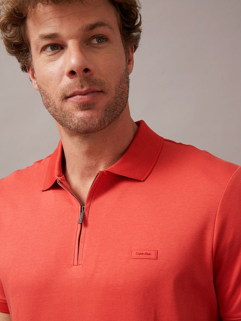 Polo Smooth Cotton Welt Rojo Calvin Klein-3