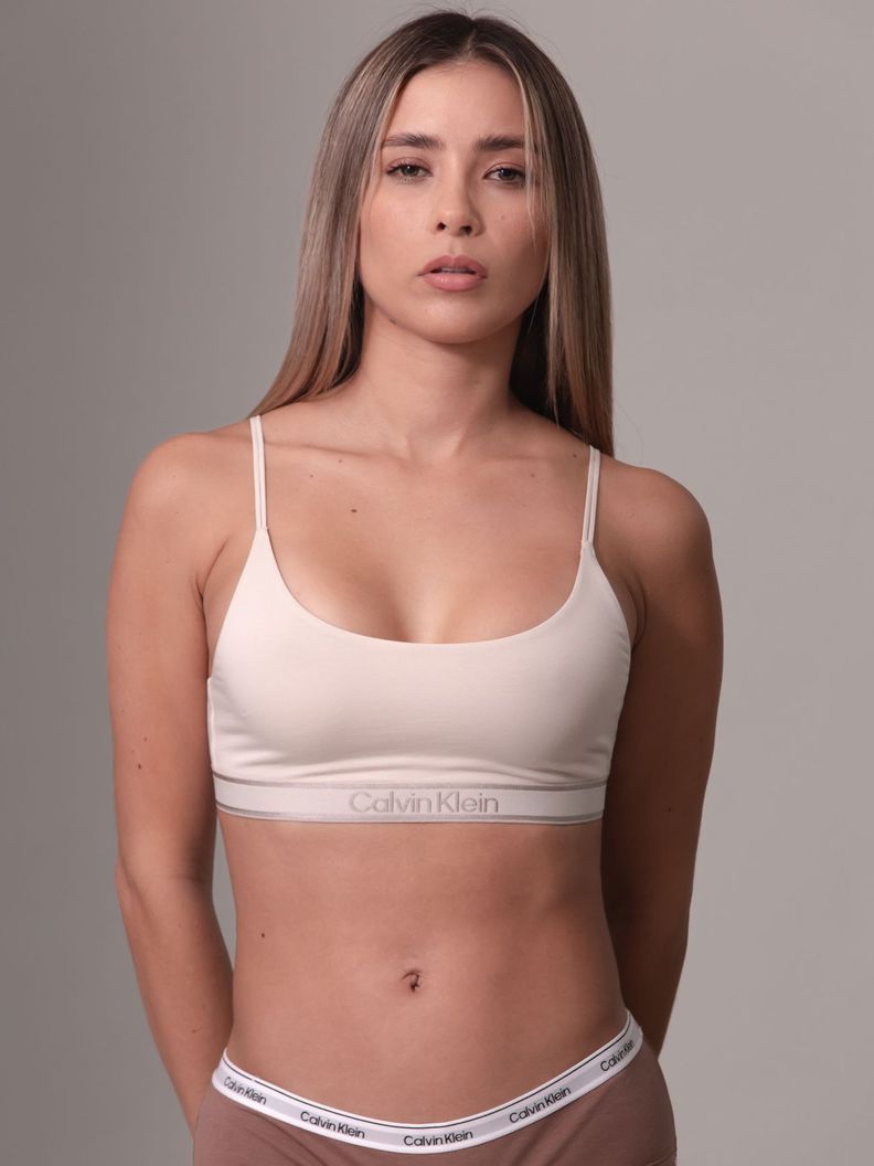 Bralette Tonal Logo Beige Calvin Klein-0
