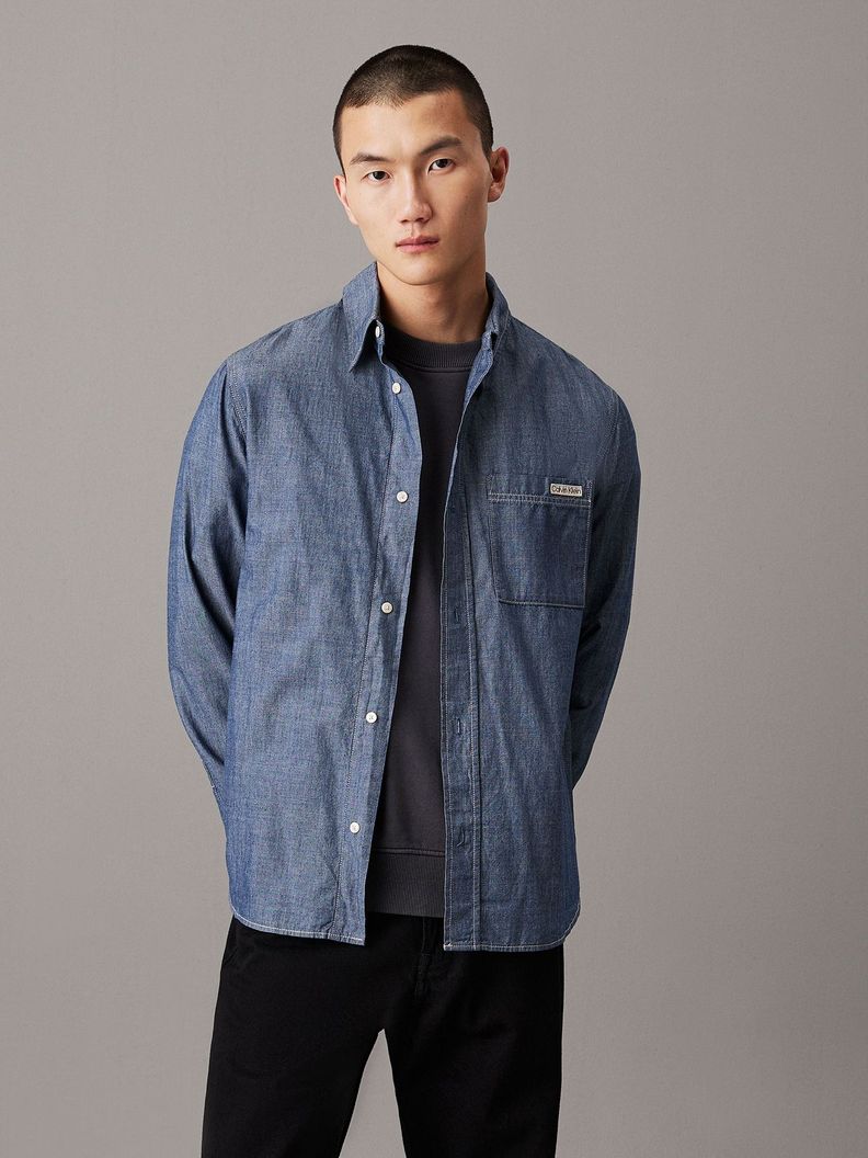 Camisa One Pocket Chambray Azul Calvin Klein-0