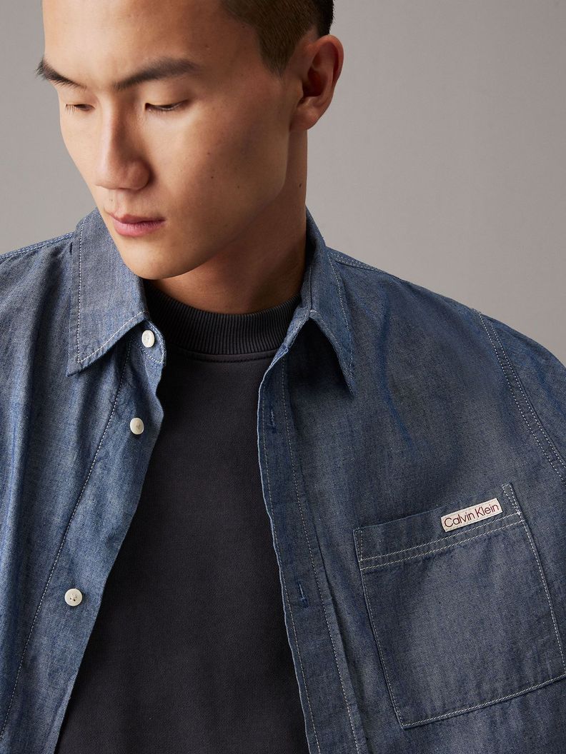 Camisa One Pocket Chambray Azul Calvin Klein-3