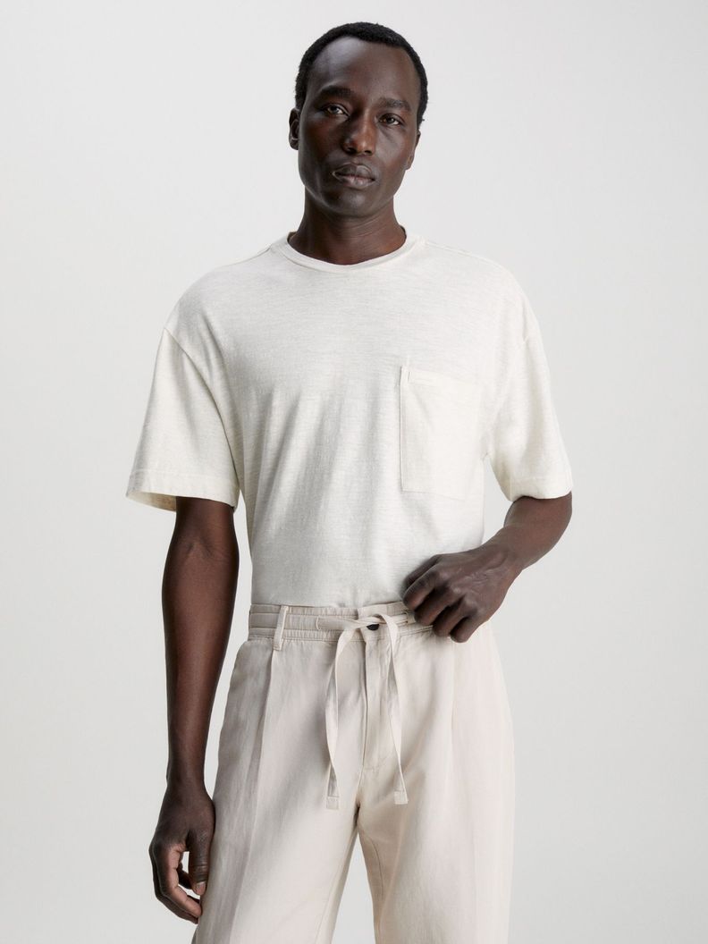Polera Pocket  Linen Blend Blanco Calvin Klein-0