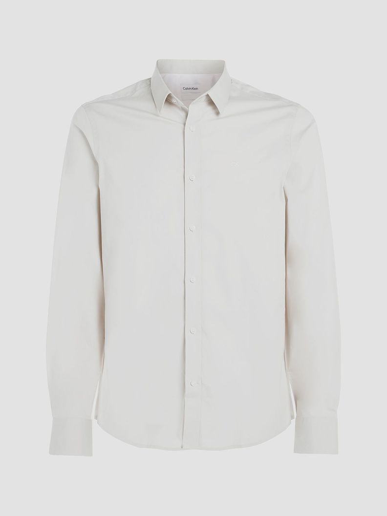 Camisa Slim Fit Stretch Crema Calvin Klein-4
