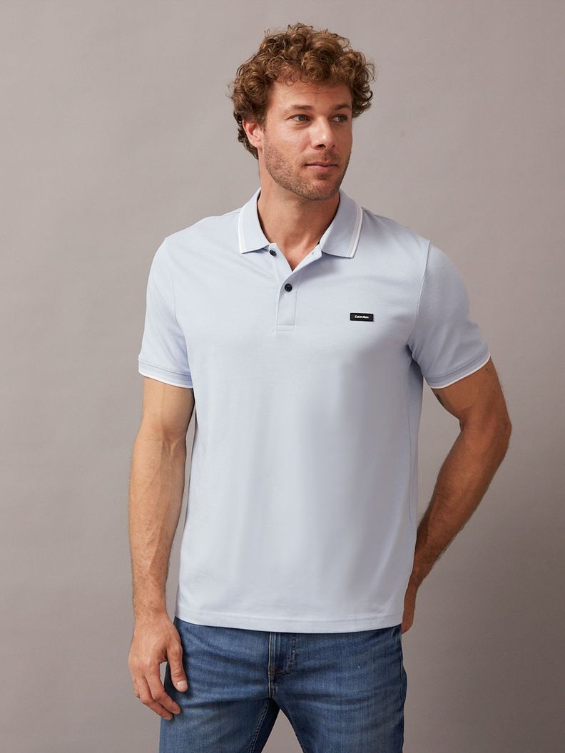 Polo Stretch Metal Button Azul Calvin Klein-0