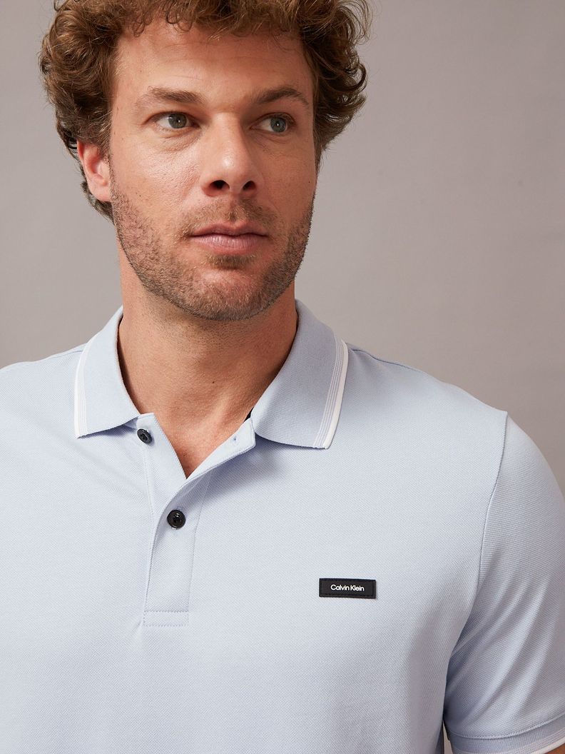Polo Stretch Metal Button Azul Calvin Klein-3