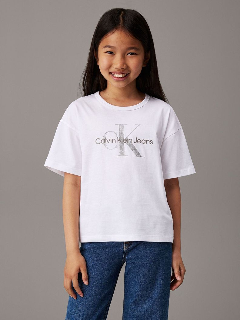 Polera Nina Monologo Glitter Blanco Calvin Klein 4