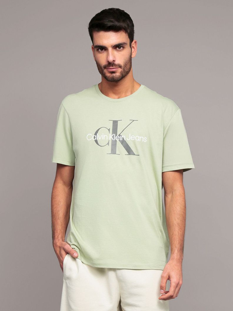 Polera Monograma Crew Verde Calvin Klein L