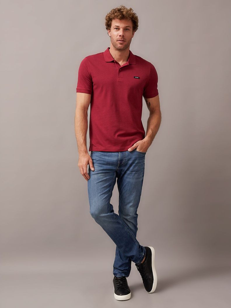 Polo Stretch Hombre Slim Rojo Calvin Klein-1