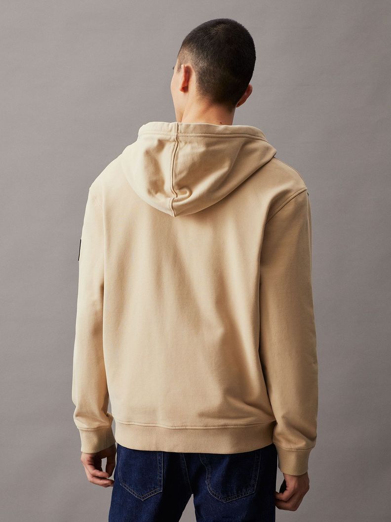 Polerón con Gorro Badge Zip Through Beige Calvin Klein-2