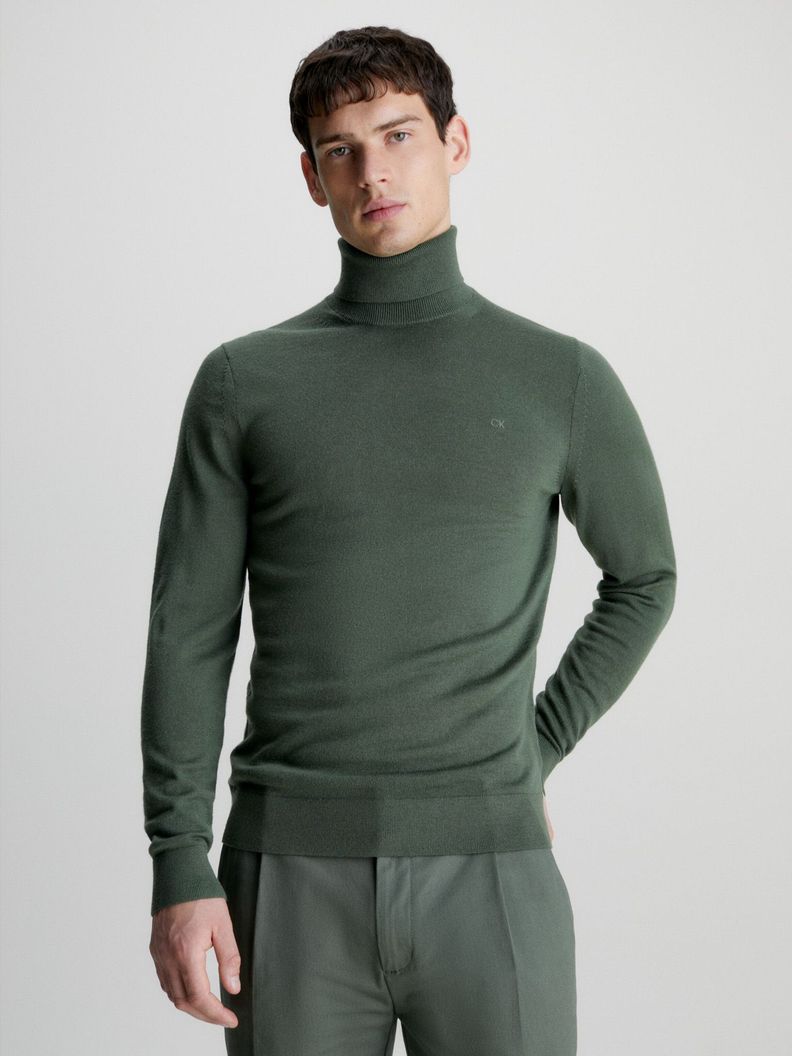Sweater Cuello Alto Merino Verde Calvin Klein-0