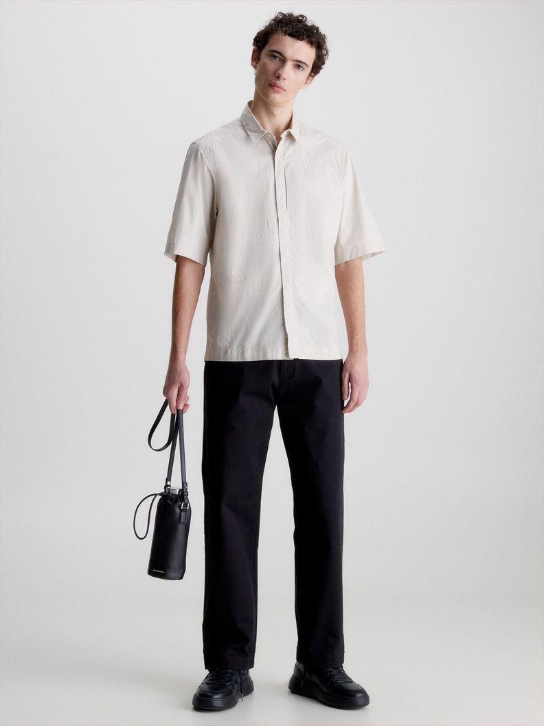 Camisa Linen Cotton Cuban Beige Calvin Klein-1