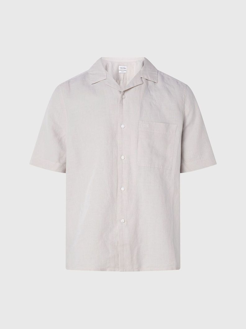Camisa Linen Cotton Cuban Beige Calvin Klein-4