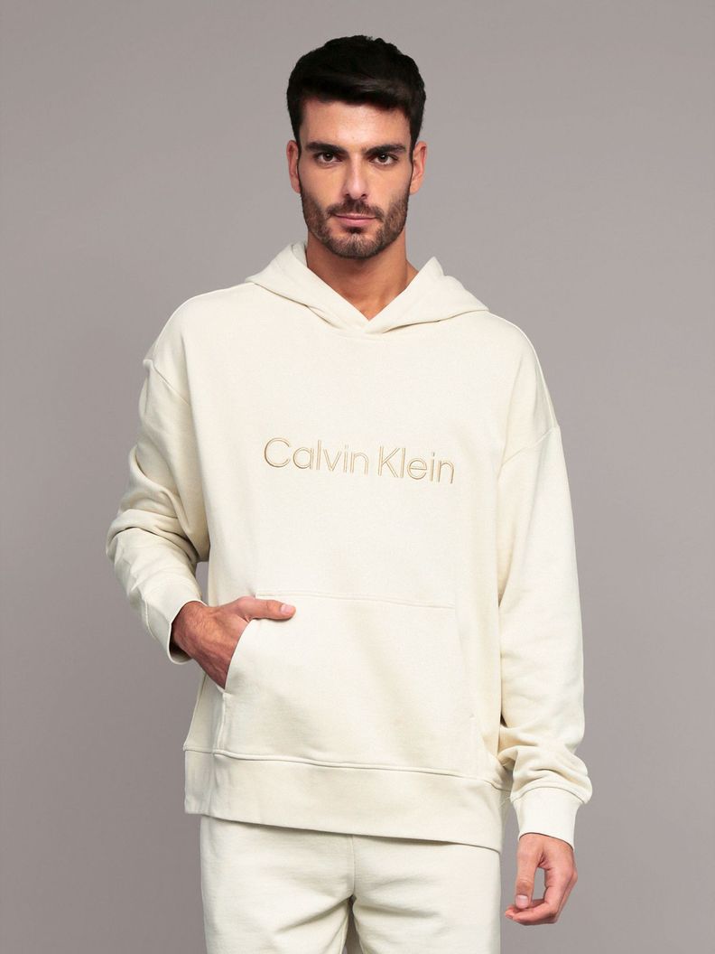 Poleron con gorro de felpa estandar Beige Calvin Klein S
