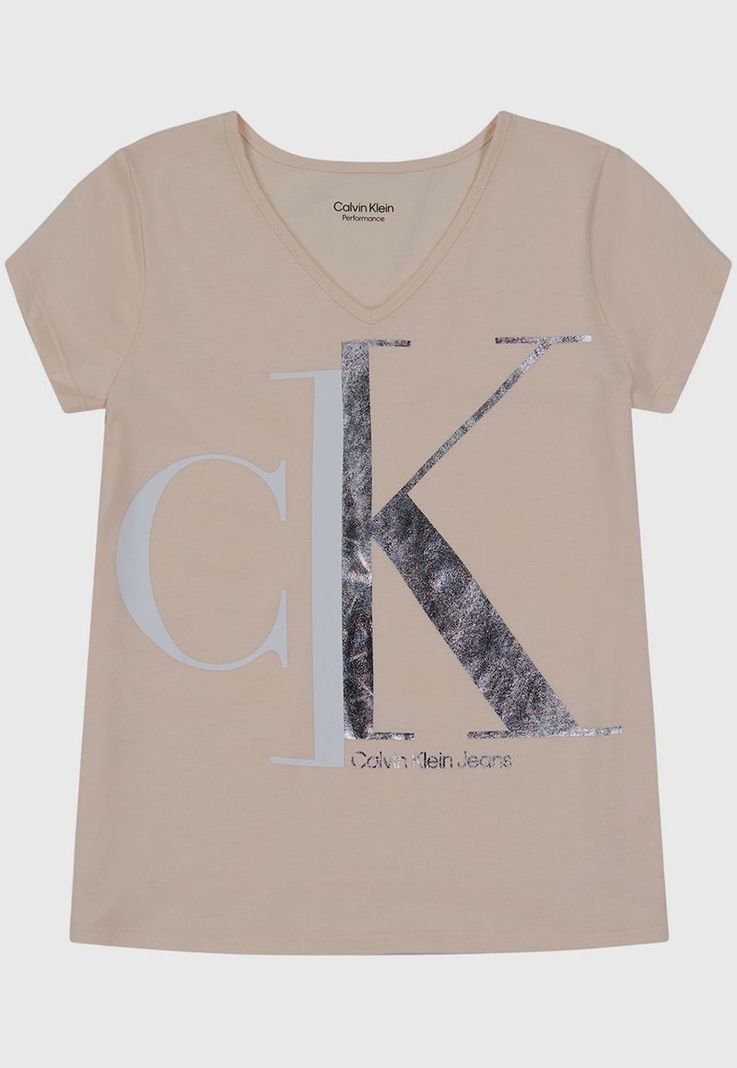 Polera Split Monogram Beige Calvin Klein-0