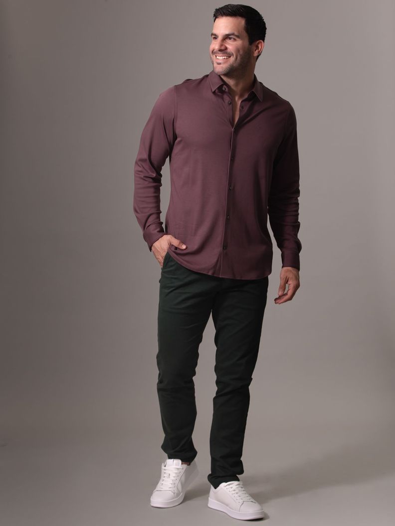 Camisa de punto slim suave Burdeo Calvin Klein-1
