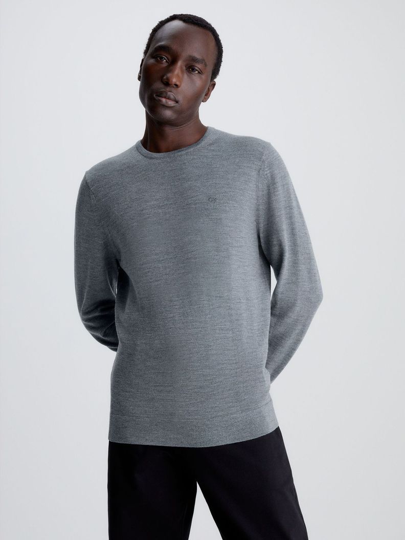 Sweater Superior Wool Crew Neck Swea Gris Calvin Klein-0