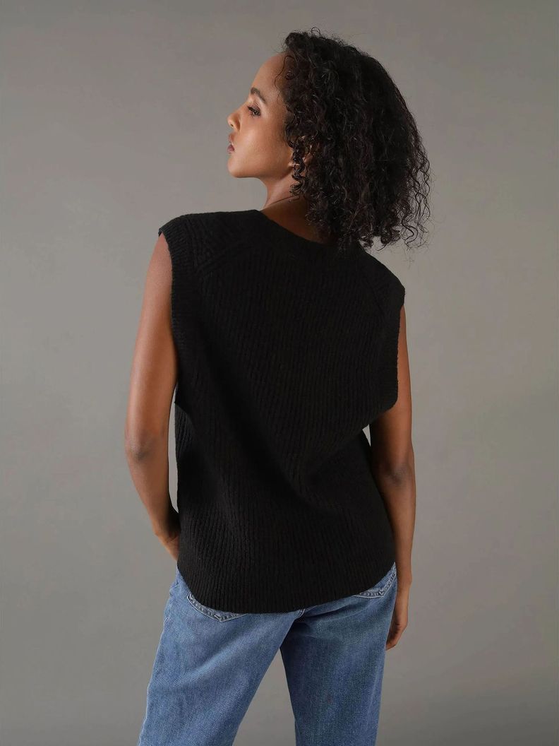 Sweater Boucle Rib V Neck Negro Calvin Klein-2
