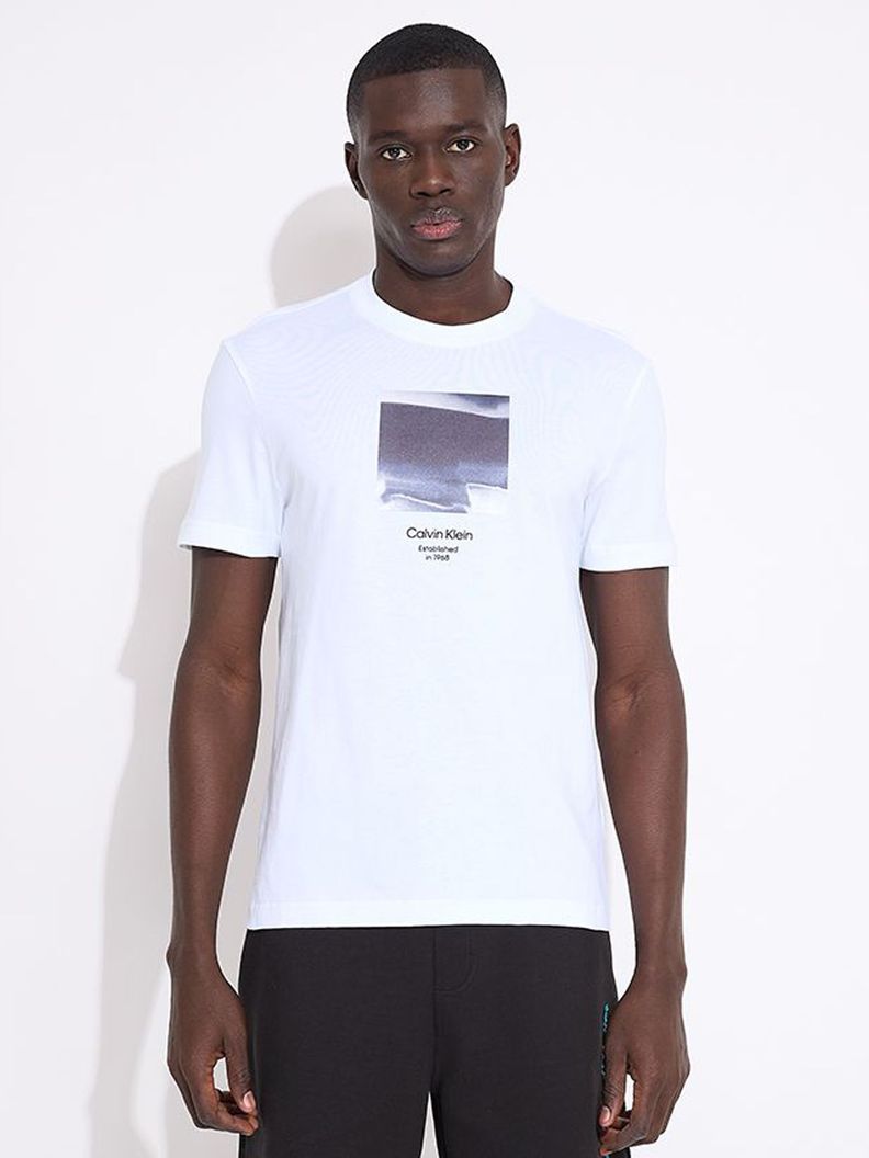 Polera Grafica Hombre Blanco Calvin Klein-0