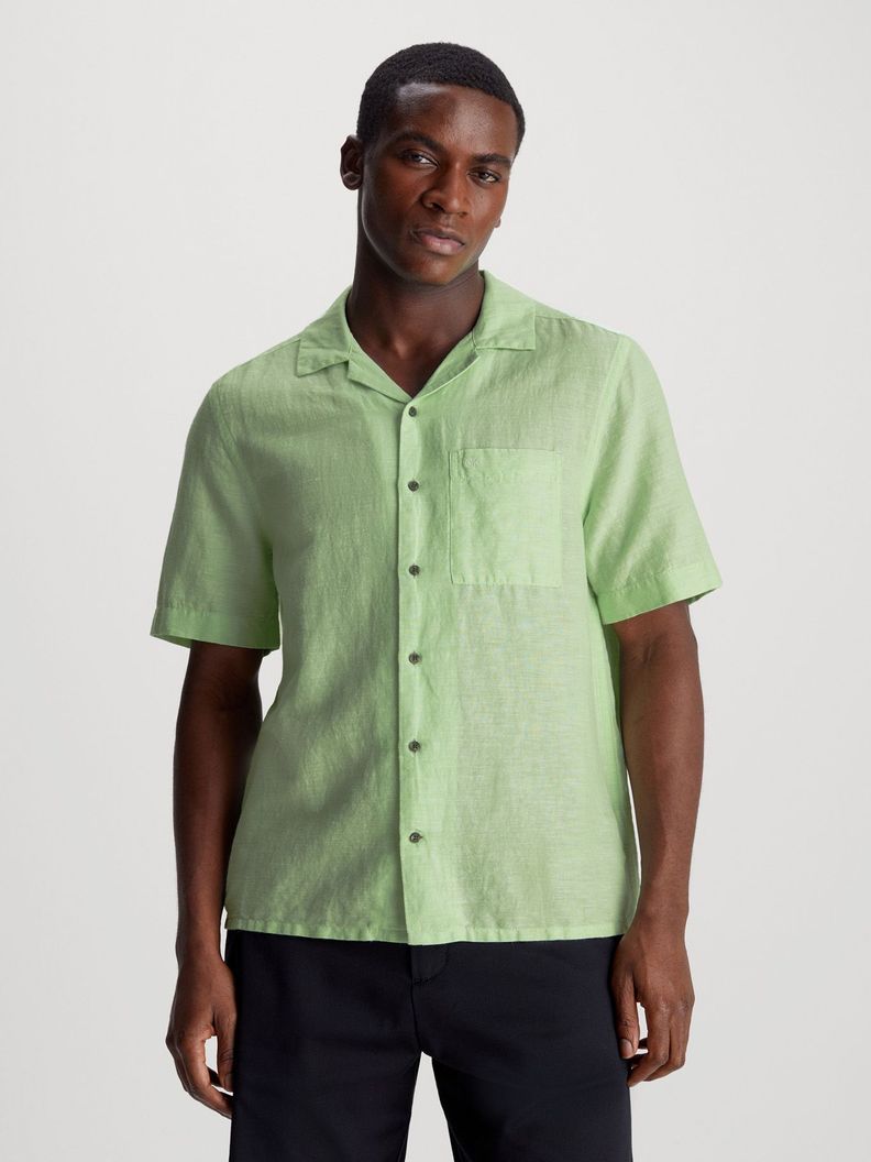 Camisa Linen Cotton Cuban Verde Calvin Klein-0