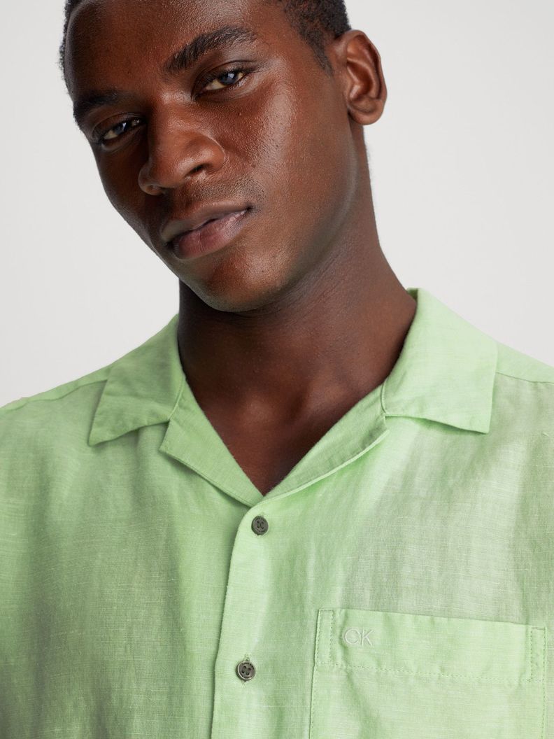 Camisa Linen Cotton Cuban Verde Calvin Klein-3