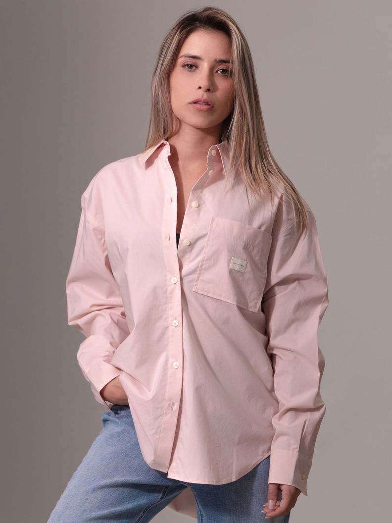 Camisa Woven Label Relaxed Rosado Calvin Klein-0