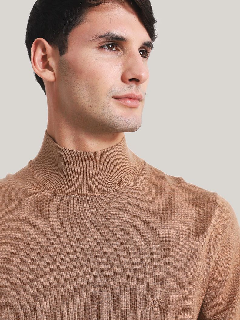 Sweater Cuello Alto Merino Mock Café Calvin Klein-3