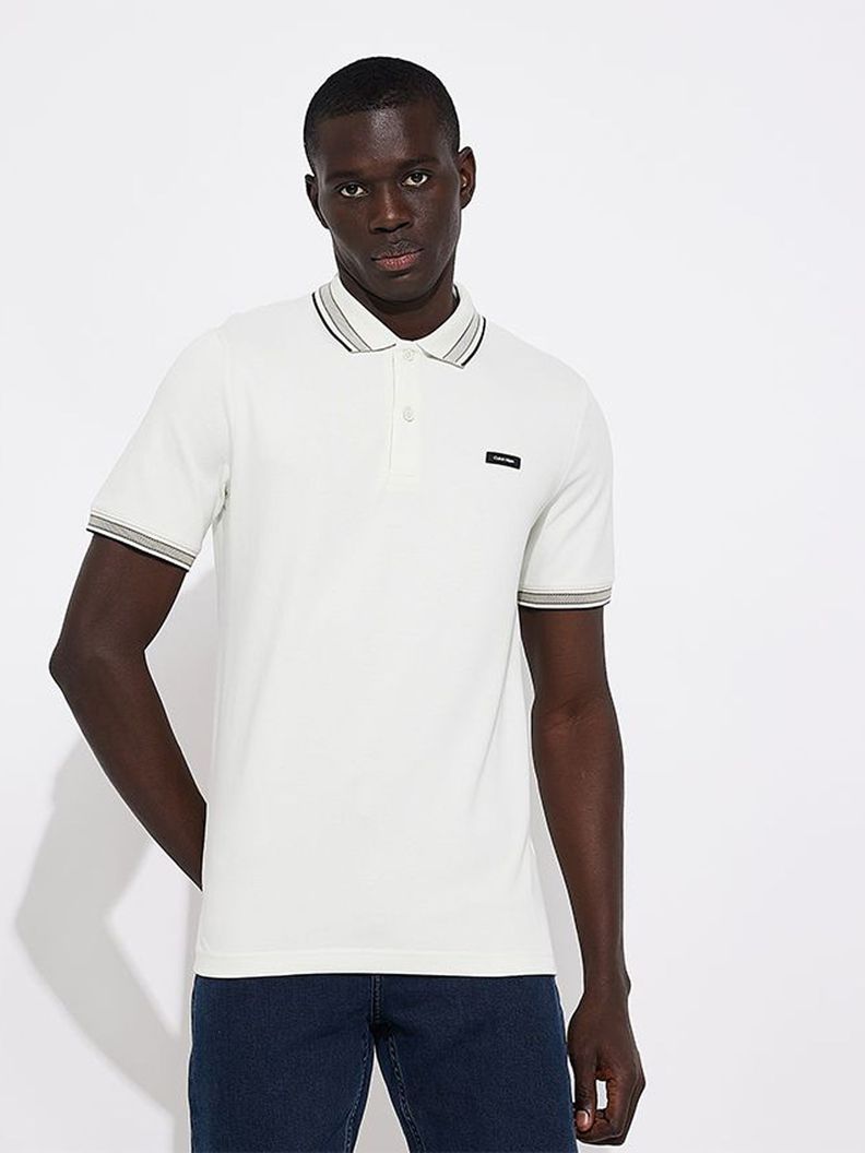 Polo Stretch Mult Tipping Blanco Calvin Klein-0