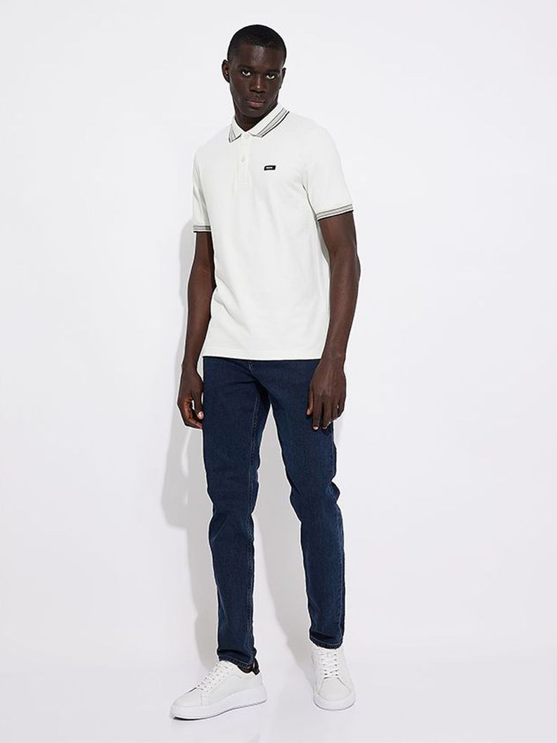 Polo Stretch Mult Tipping Blanco Calvin Klein-1