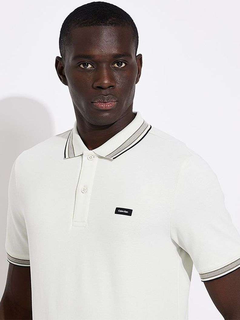 Polo Stretch Mult Tipping Blanco Calvin Klein-3