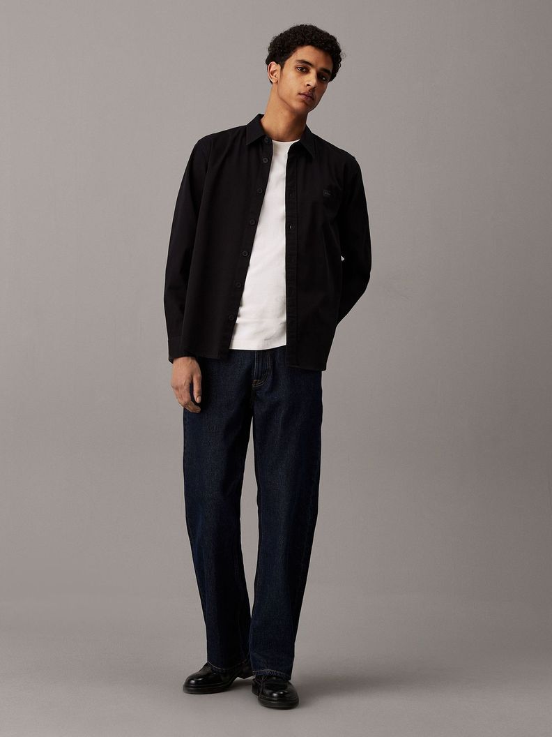 Camisa con etiqueta tejida Negro Calvin Klein-1