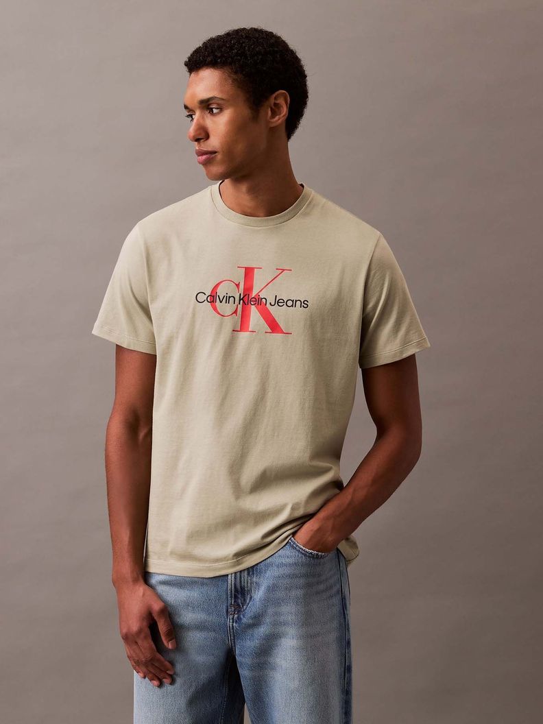 Polera Hombre Monogram Verde Calvin Klein S