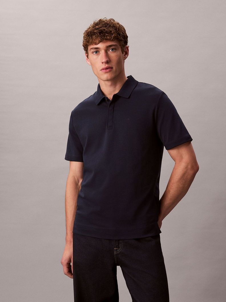 Polo de Algodón Interlock Azul Calvin Klein
