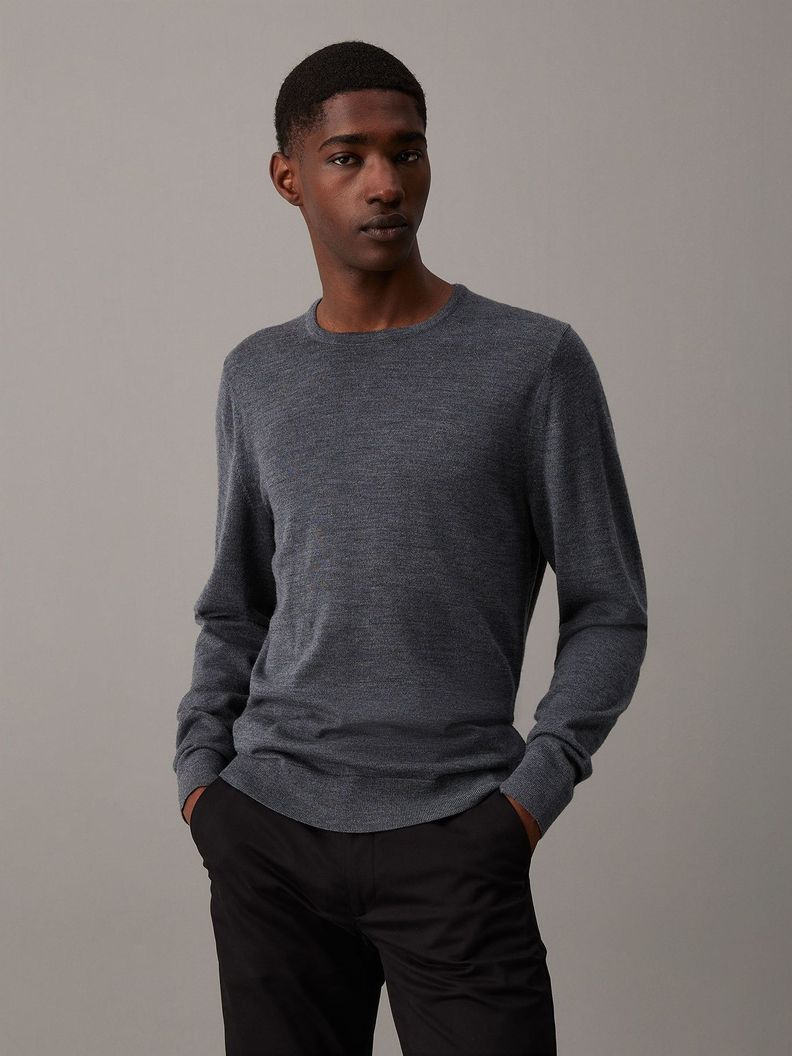 Sweater Superior Wool Crew Neck/Sw Gris Calvin Klein-0