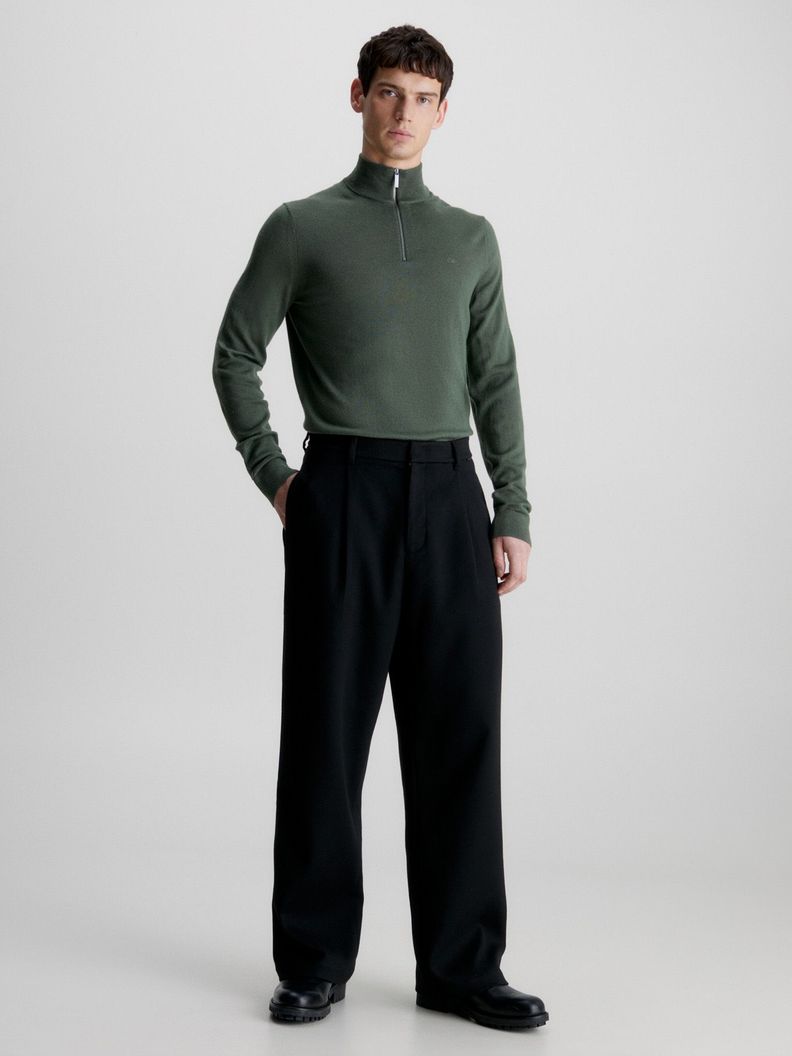 Sweater con Cierre Merino Quarter Verde Calvin Klein-1