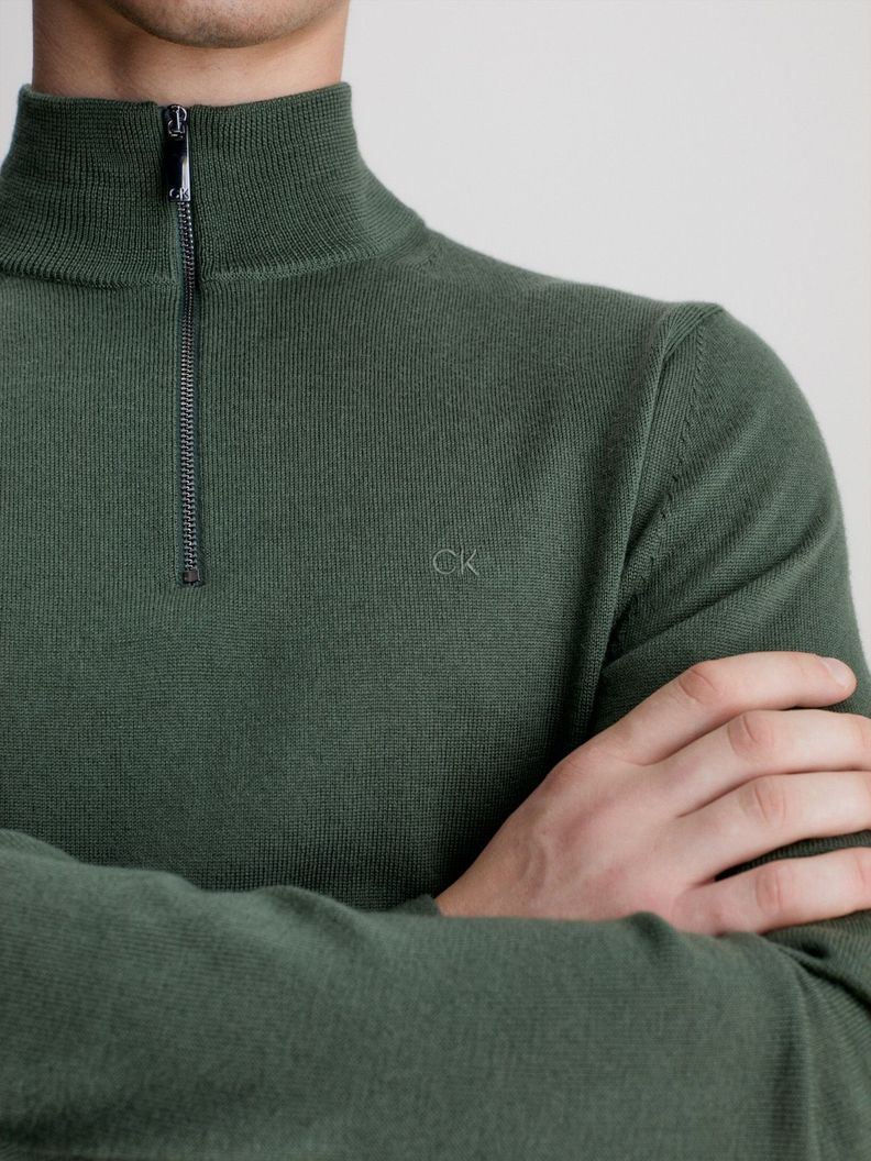 Sweater con Cierre Merino Quarter Verde Calvin Klein-3