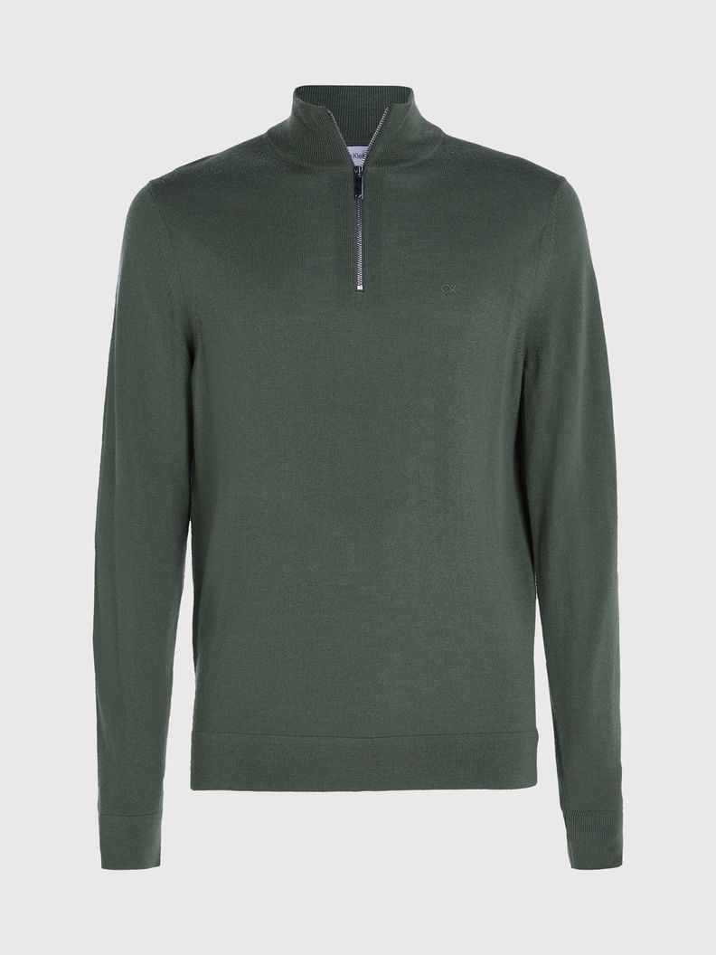 Sweater con Cierre Merino Quarter Verde Calvin Klein-4