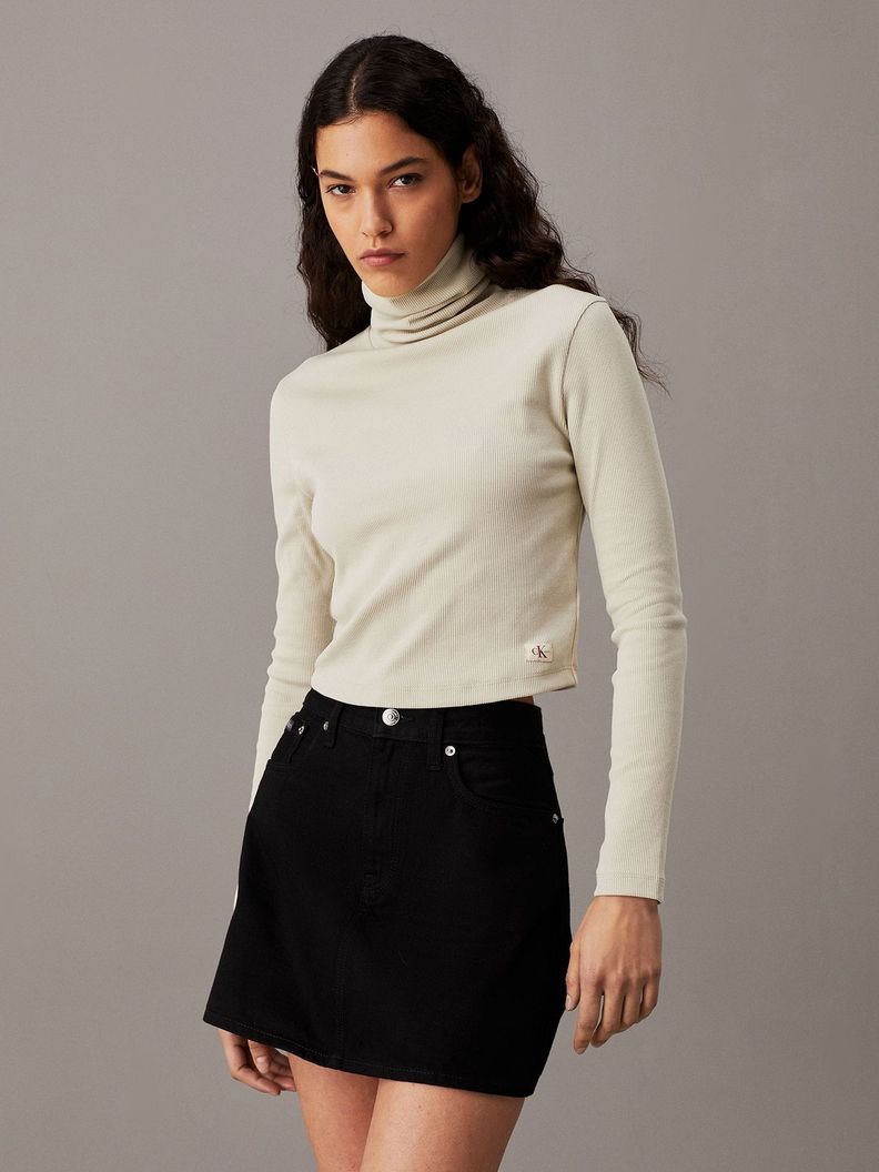 Polera LS Woven Label Crema Calvin Klein-0