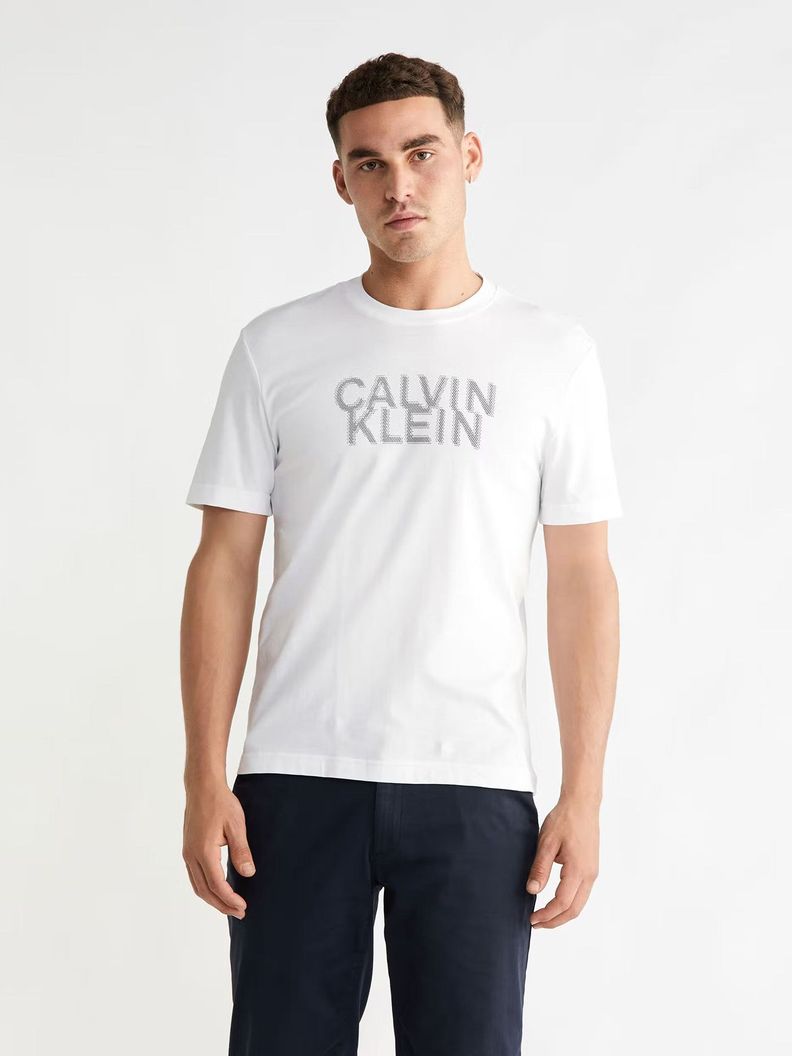 Polera Distorted Logo Blanco Calvin Klein