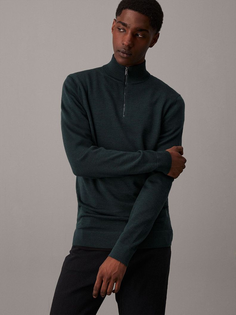 Sweater Merino Rws Quarter Zip Verde Calvin Klein-0