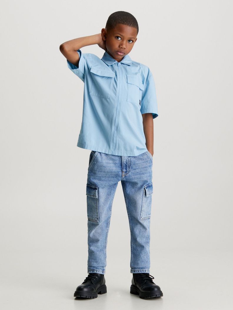 Camisa Niño Popeline Celeste Calvin Klein-1