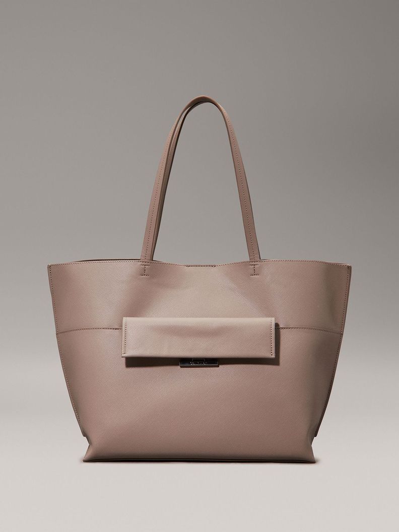 Cartera Tote CK Linear Beige Calvin Klein-0