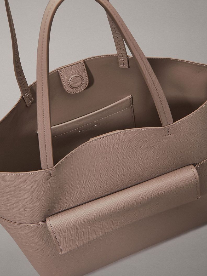 Cartera Tote CK Linear Beige Calvin Klein-2