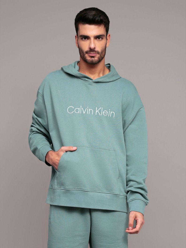 Poleron con gorro con logo estandar Verde Calvin Klein S