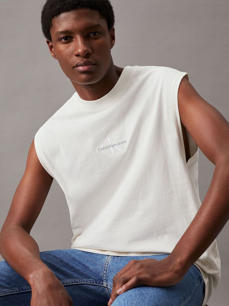 Polera Sin Mangas Monologo Blanco Calvin Klein-3