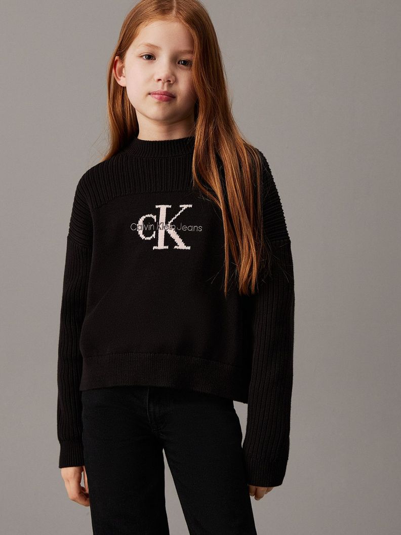 Sweater Niña Monologo Negro Calvin Klein-0